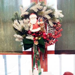 coroncina natalizia artificiale con abete, Babbo Natale, altro