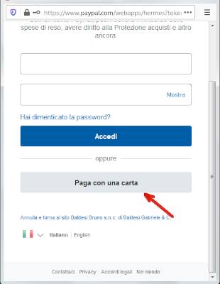 Pagamento fattura ProForma online per chi non ha un account PayPal o vuole pagare senza accedere.